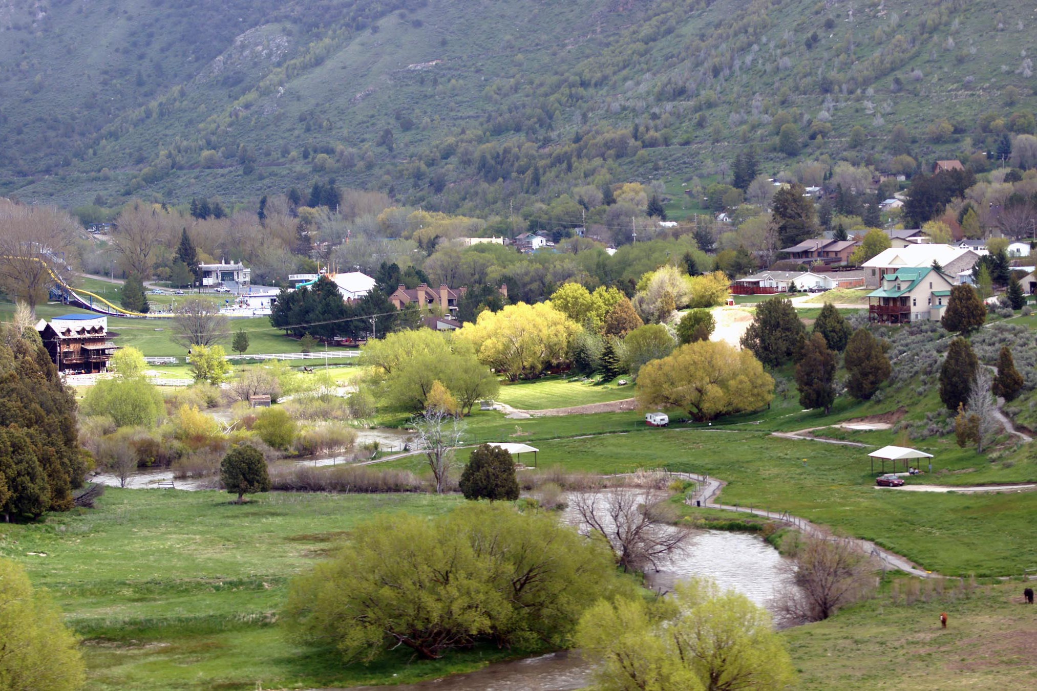 View of town of Lava Hot Springs
