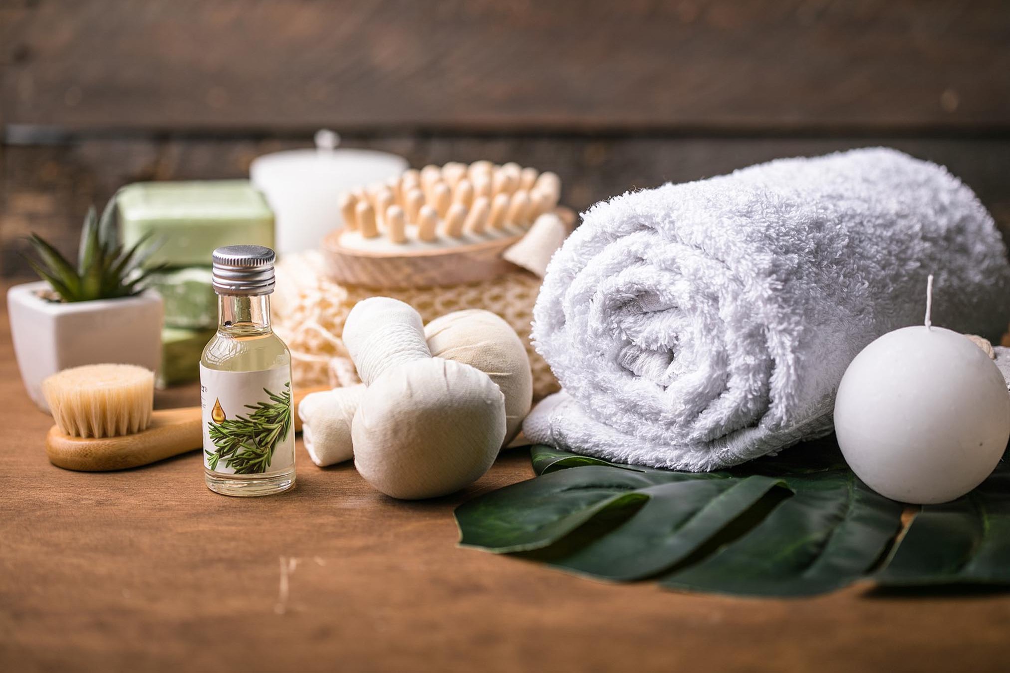 Spa products and towel 