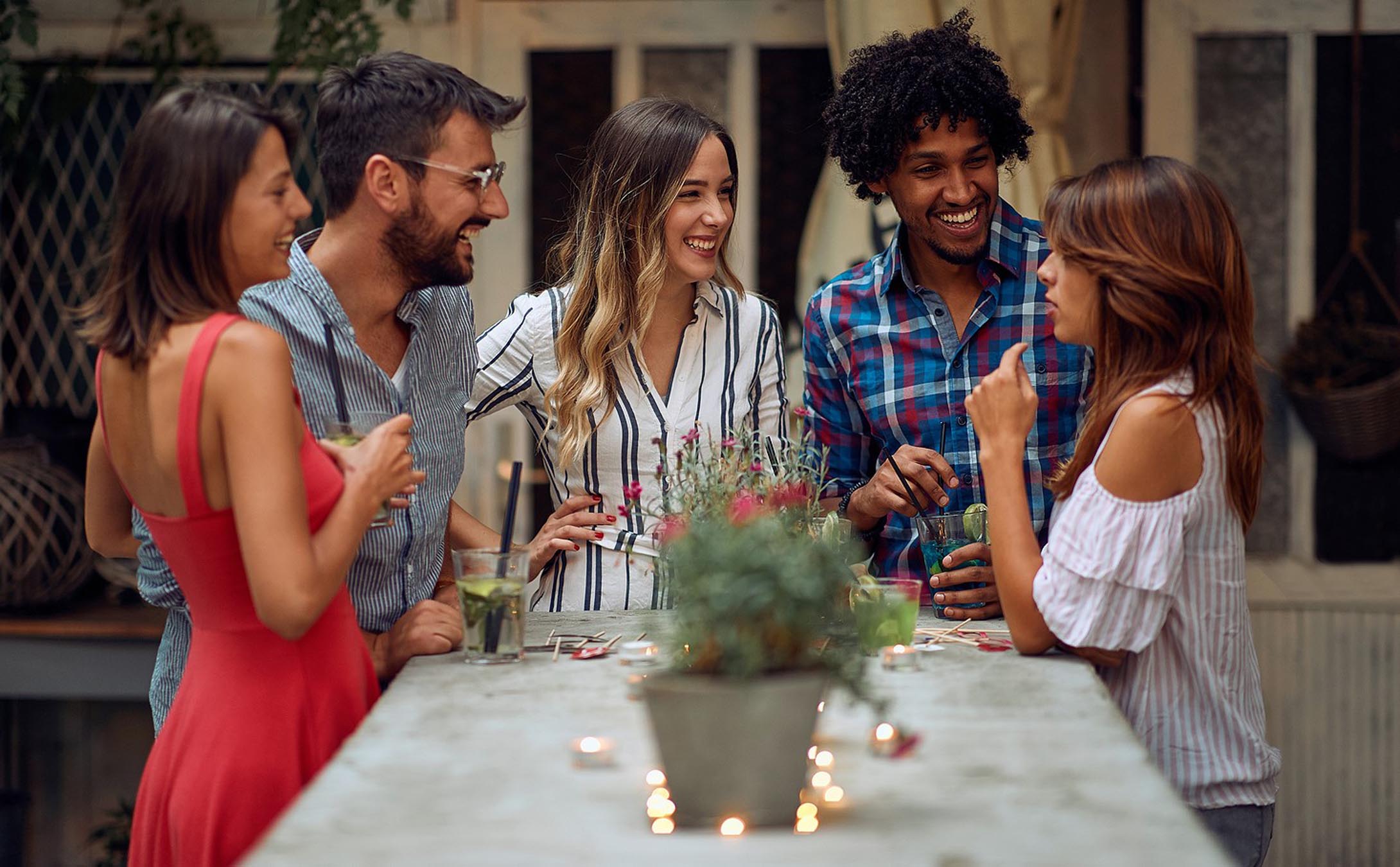 Group gathering around table